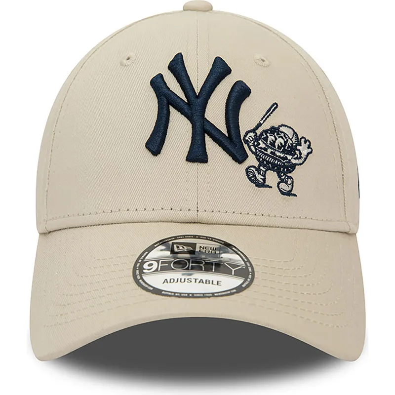 kasketter-buet-beige-justerbar-rem-9forty-food-character-fra-new-york-yankees-mlb-af-new-era