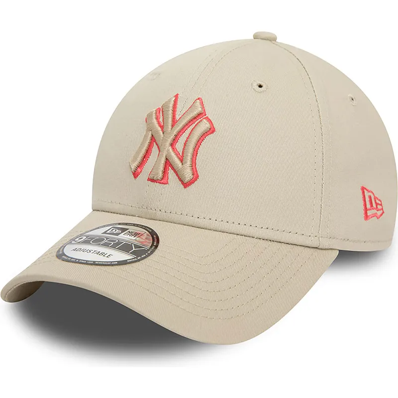 buet-beige-justerbar-9forty-team-outline-kasket-fra-new-york-yankees-mlb-fra-new-era