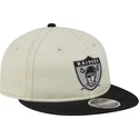 beige-og-sort-justerbar-flad-kasket-9fifty-retro-crown-denim-fra-oakland-raiders-nfl-fra-new-era
