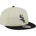 beige-og-sort-9fifty-retro-crown-denim-flad-kasket-fra-chicago-white-sox-mlb-fra-new-era