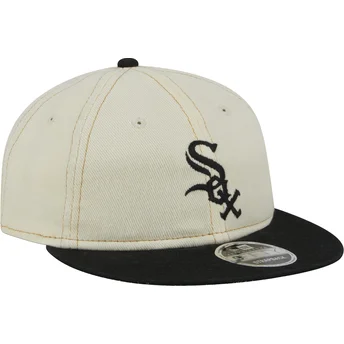 Chicago White Sox MLB New Era 9FIFTY Retro Crown Denim beige og sort flad kasket