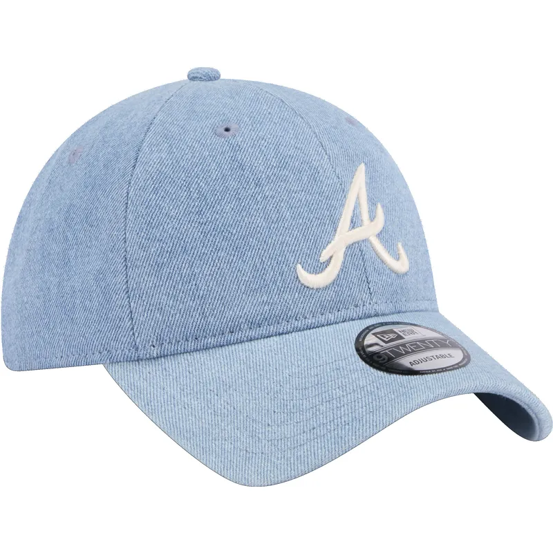kasketter-buet-bla-justerbar-rem-9twenty-washed-denim-fra-atlanta-braves-mlb-af-new-era