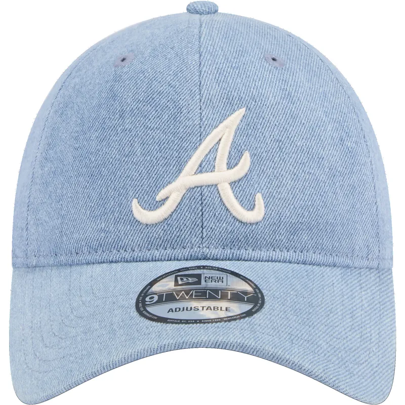 kasketter-buet-bla-justerbar-rem-9twenty-washed-denim-fra-atlanta-braves-mlb-af-new-era