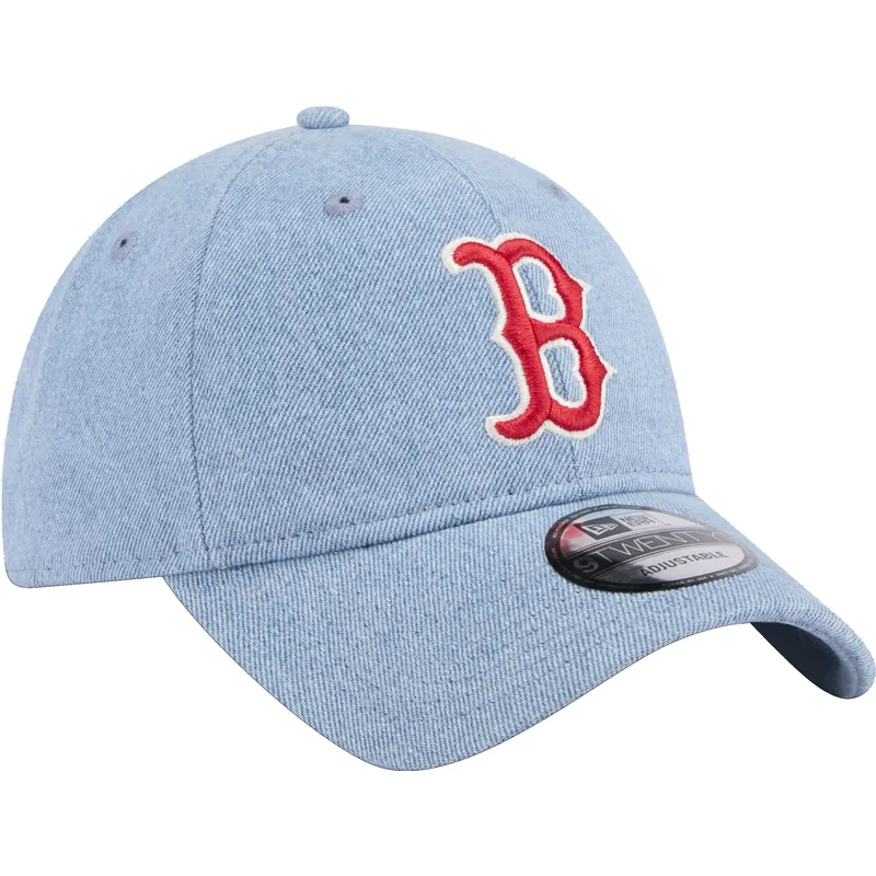 justerbar-bla-buet-kasket-9twenty-washed-denim-boston-red-sox-mlb-fra-new-era