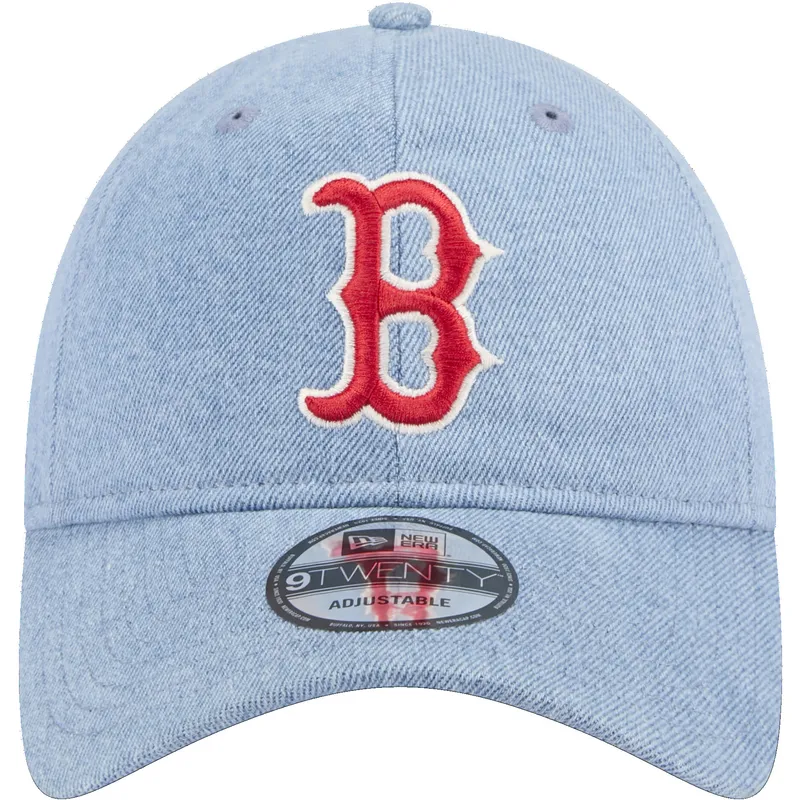 justerbar-bla-buet-kasket-9twenty-washed-denim-boston-red-sox-mlb-fra-new-era
