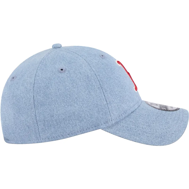 justerbar-bla-buet-kasket-9twenty-washed-denim-boston-red-sox-mlb-fra-new-era