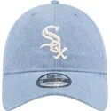 justerbar-bla-buet-kasket-9twenty-washed-denim-fra-chicago-white-sox-mlb-fra-new-era