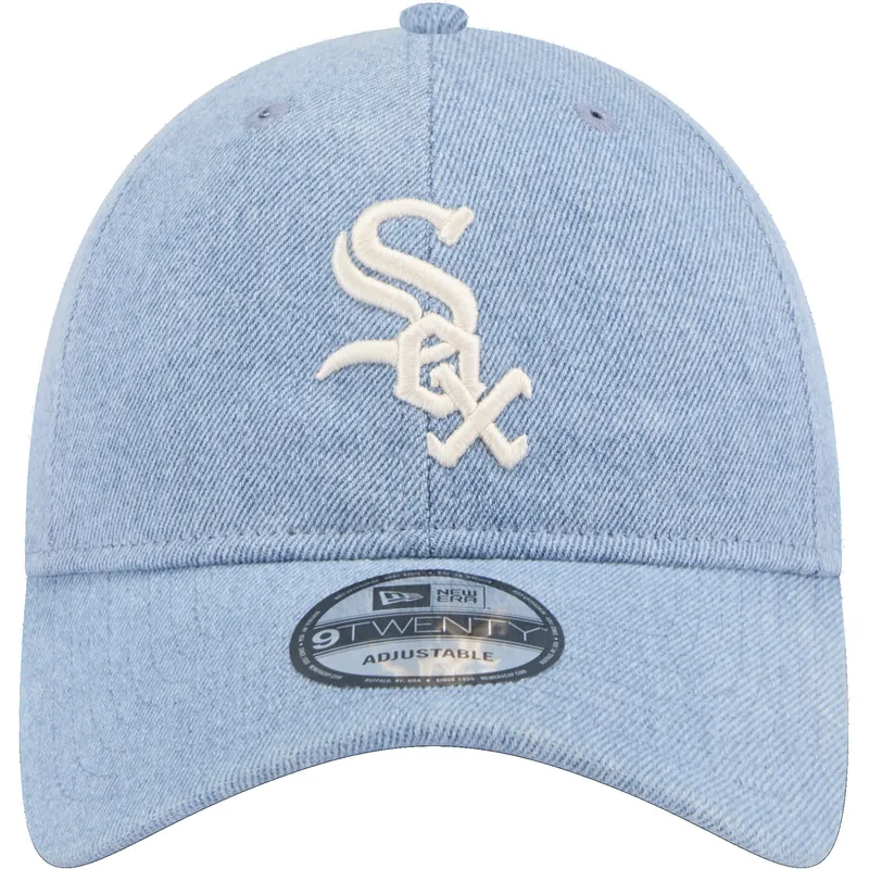 buet-bla-justerbar-kasket-9twenty-washed-denim-fra-chicago-white-sox-mlb-fra-new-era