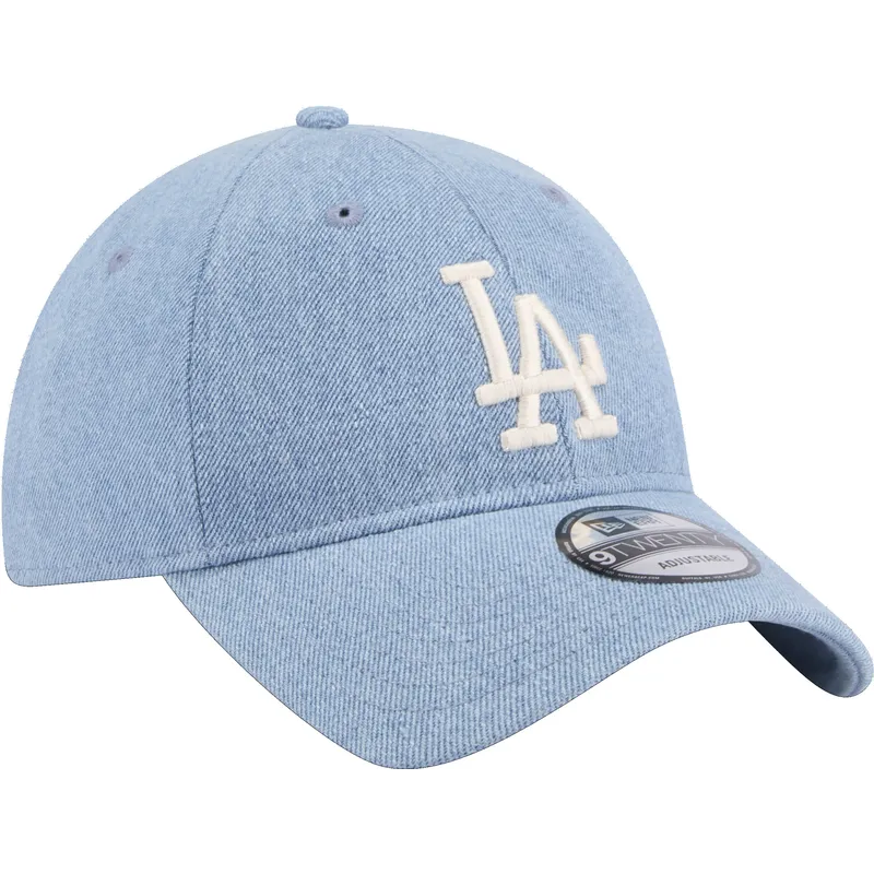 kasketter-buet-bla-justerbar-rem-9twenty-washed-denim-fra-los-angeles-dodgers-mlb-af-new-era