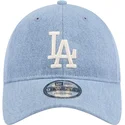 kasketter-buet-bla-justerbar-rem-9twenty-washed-denim-fra-los-angeles-dodgers-mlb-af-new-era