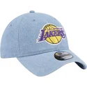 kasketter-buet-bla-justerbar-rem-9twenty-washed-denim-fra-los-angeles-lakers-nba-af-new-era