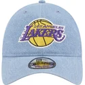 kasketter-buet-bla-justerbar-rem-9twenty-washed-denim-fra-los-angeles-lakers-nba-af-new-era
