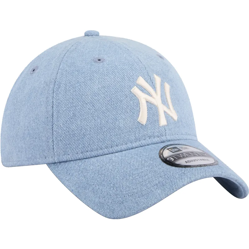 kasketter-buet-bla-justerbar-rem-9twenty-washed-denim-fra-new-york-yankees-mlb-af-new-era