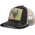 goorin-bros-sort-og-beige-trucker-kasket-med-hane-ye-olde-cock-the-farm-retro-classic