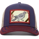 marinebla-beige-og-rod-trucker-kasket-med-fuglemotiv-ye-olde-birdie-the-farm-retro-classic-fra-goorin-bros