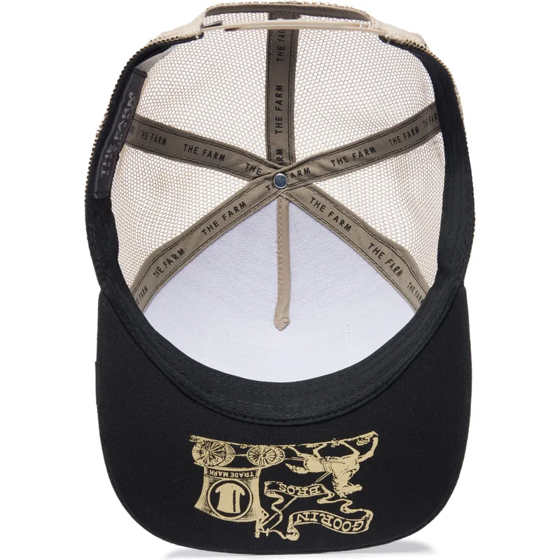 sort-og-beige-trucker-kasket-med-ged-ye-olde-cobra-goat-the-farm-retro-classic-fra-goorin-bros