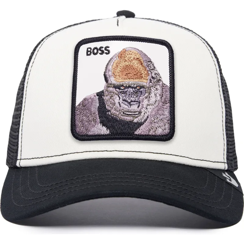 gorilla-the-boss-trucker-kasket-hvid-og-sort-gorilla-the-farm-fra-goorin-bros
