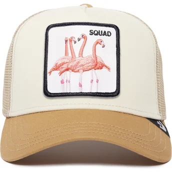 beige-og-brun-flamingo-trucker-kasket-squad-the-farm-premium-fra-goorin-bros