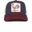marinebla-beige-og-rod-buet-snapback-kasket-med-hane-cock-all-american-rooster-100-the-farm-all-over-canvas-fra-goorin-bros