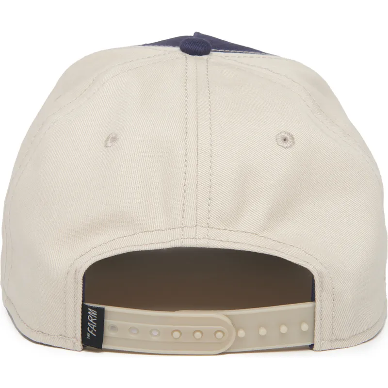 marinebla-beige-og-rod-buet-snapback-kasket-med-hane-cock-all-american-rooster-100-the-farm-all-over-canvas-fra-goorin-bros
