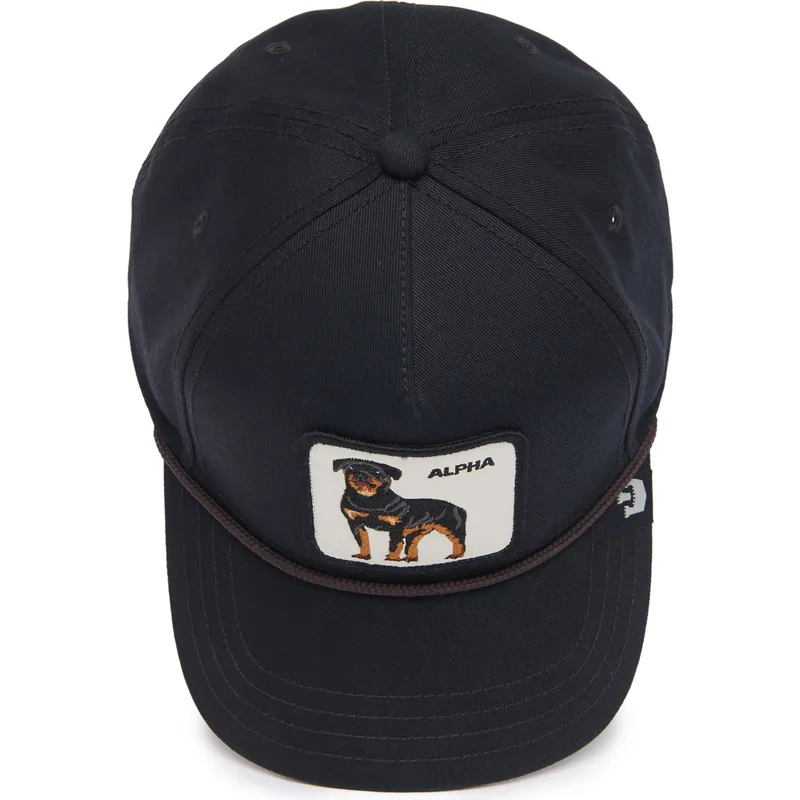 buet-sort-snapback-kasket-med-rottweiler-hund-alpha-dog-100-the-farm-all-over-canvas-fra-goorin-bros