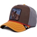 snapback-kasket-med-buet-skygge-i-brun-gra-og-orange-lone-wolf-100-the-farm-all-over-canvas-fra-goorin-bros
