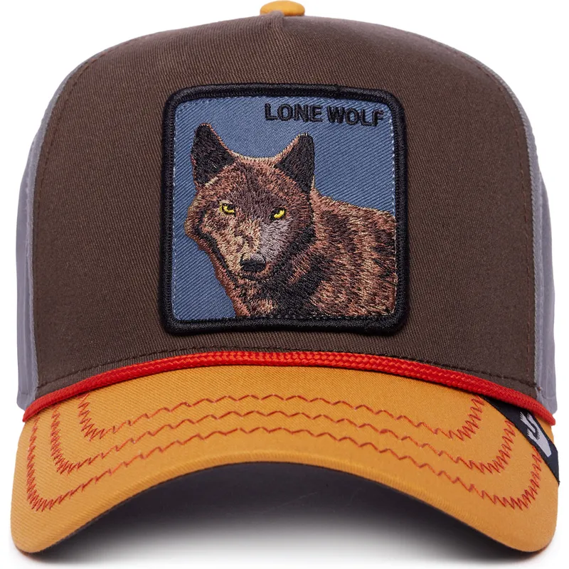 brun-gra-og-orange-buet-snapback-kasket-ulv-lone-wolf-100-the-farm-all-over-canvas-fra-goorin-bros