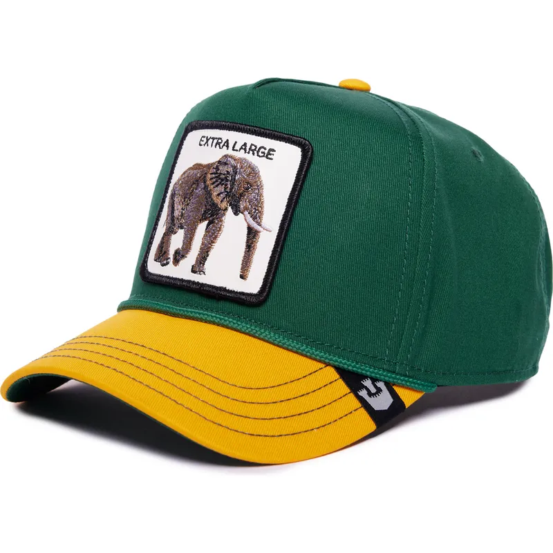 gron-og-gul-buet-snapback-kasket-elefant-extra-large-100-the-farm-all-over-canvas-fra-goorin-bros