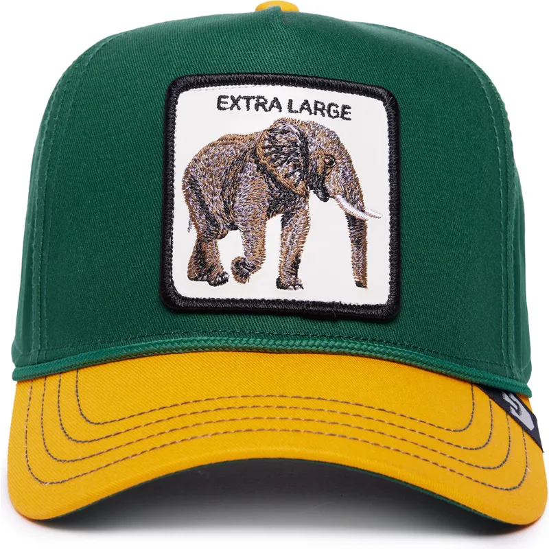 gron-og-gul-buet-snapback-kasket-elefant-extra-large-100-the-farm-all-over-canvas-fra-goorin-bros