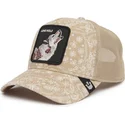 goorin-bros-lone-wolf-sign-o-the-times-the-farm-paisley-beige-trucker-kasket-med-ulv