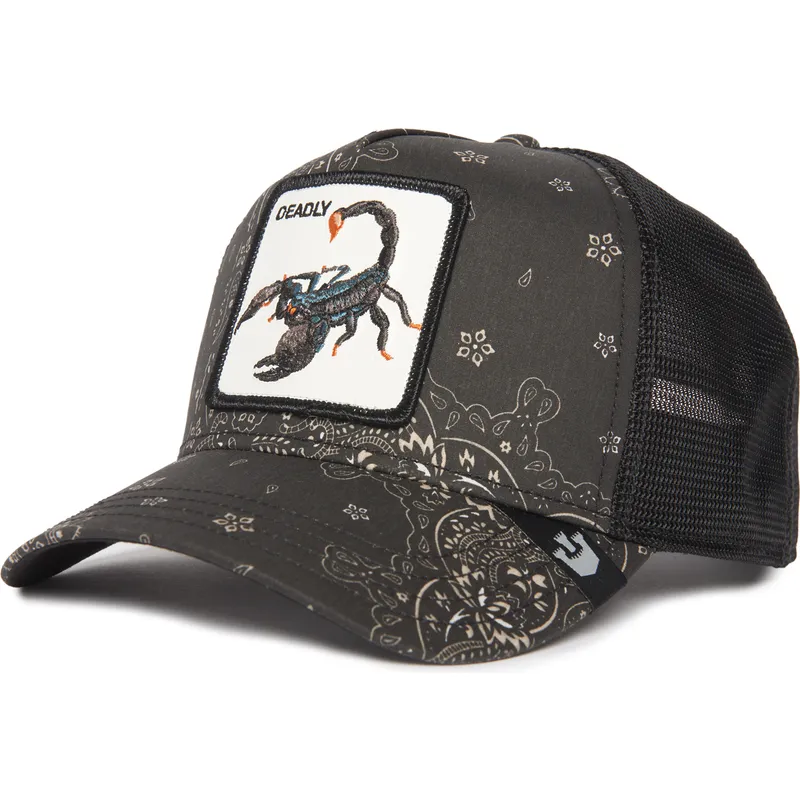trucker-kasket-sort-skorpion-deadly-diamonds-and-pearls-the-farm-paisley-fra-goorin-bros