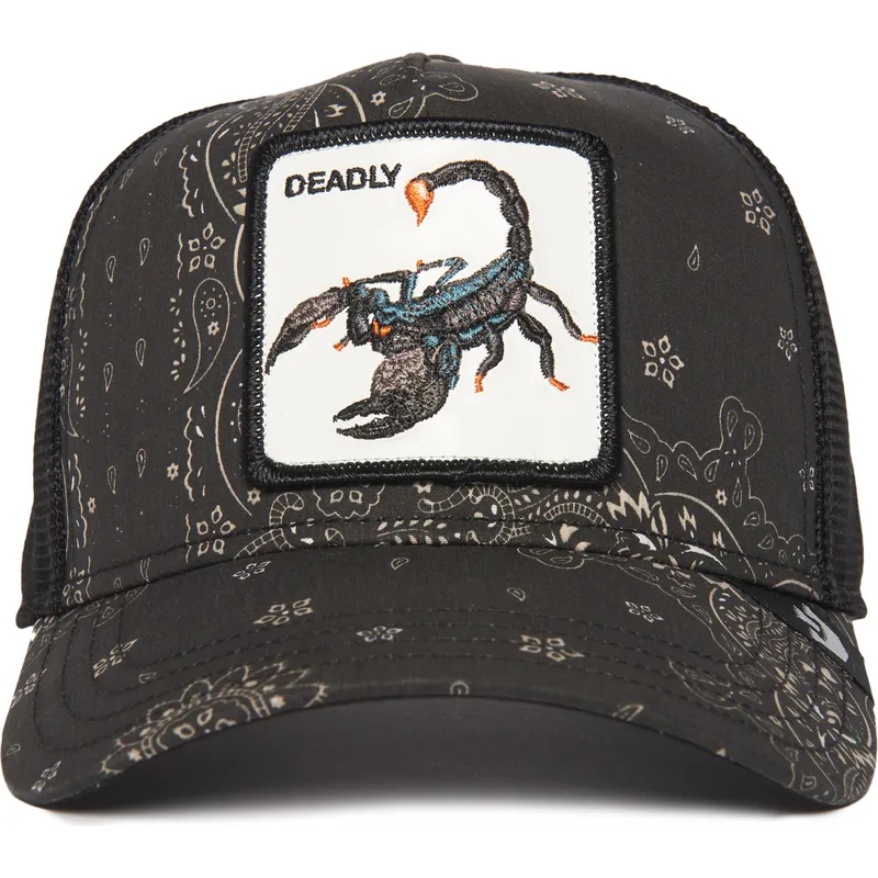 trucker-kasket-sort-skorpion-deadly-diamonds-and-pearls-the-farm-paisley-fra-goorin-bros
