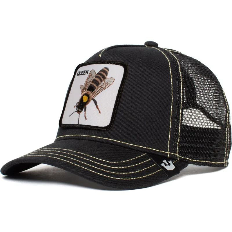 sort-truckerkasket-med-bi-the-queen-bee-the-farm-fra-goorin-bros