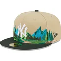 kasketter-flad-brun-tilpasset-59fifty-team-landscape-fra-new-york-yankees-mlb-af-new-era