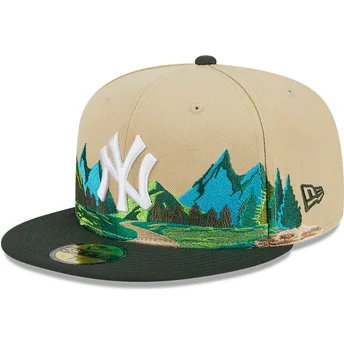 kasketter-flad-brun-tilpasset-59fifty-team-landscape-fra-new-york-yankees-mlb-af-new-era