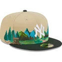 kasketter-flad-brun-tilpasset-59fifty-team-landscape-fra-new-york-yankees-mlb-af-new-era