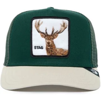 Grøn og hvid trucker cap med hjort Stag The Farm Premium fra Goorin Bros.