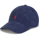 morkebla-justerbar-kasket-med-buet-skygge-og-rodt-logo-cotton-terry-classic-sport-fra-polo-ralph-lauren
