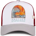 gorra-trucker-hvid-rod-og-gra-stupid-wave-hft-fra-coastal