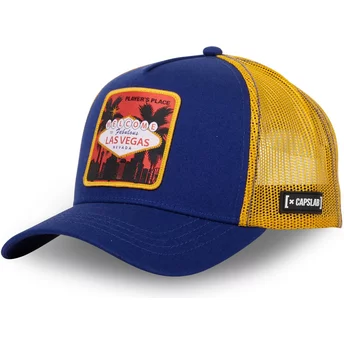 Capslab Las Vegas Player's Place VEG CT Cities and Beaches Lucky Blue and Yellow Trucker Hat