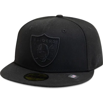 Sort, justerbar, flad kasket med sort logo 59FIFTY Essential fra Las Vegas Raiders NFL af New Era