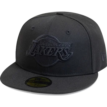 Sort justerbar flat kasket med sort logo 59FIFTY Essential af Los Angeles Lakers NBA fra New Era