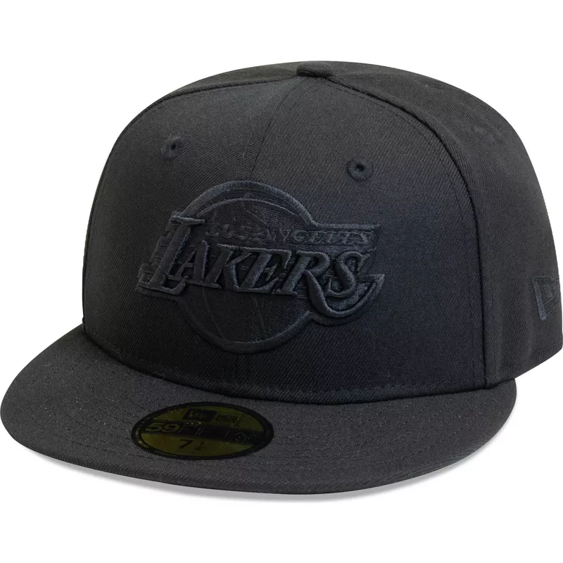 new-era-flat-brim-black-logo-59fifty-essential-los-angeles-lakers-nba-black-fitted-cap