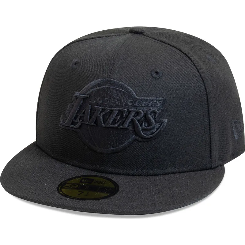 sort-fitted-flad-kasket-med-sort-logo-59fifty-essential-fra-los-angeles-lakers-nba-fra-new-era
