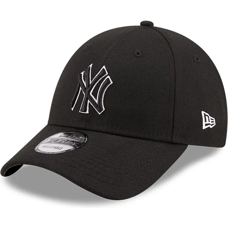sort-justerbar-curved-kasket-med-sort-logo-9forty-pop-outline-fra-new-york-yankees-mlb-fra-new-era