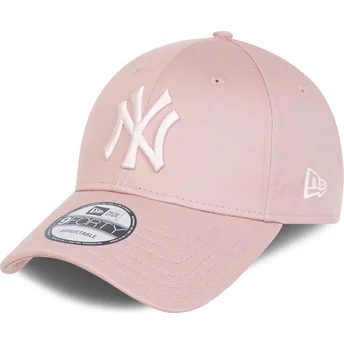 Lyserød justerbar buet kasket med lyserødt logo 9FORTY League Essential fra New York Yankees MLB fra New Era