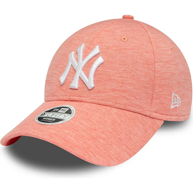 justerbar-lyserod-curved-kasket-til-kvinder-9forty-jersey-fra-new-york-yankees-mlb-fra-new-era