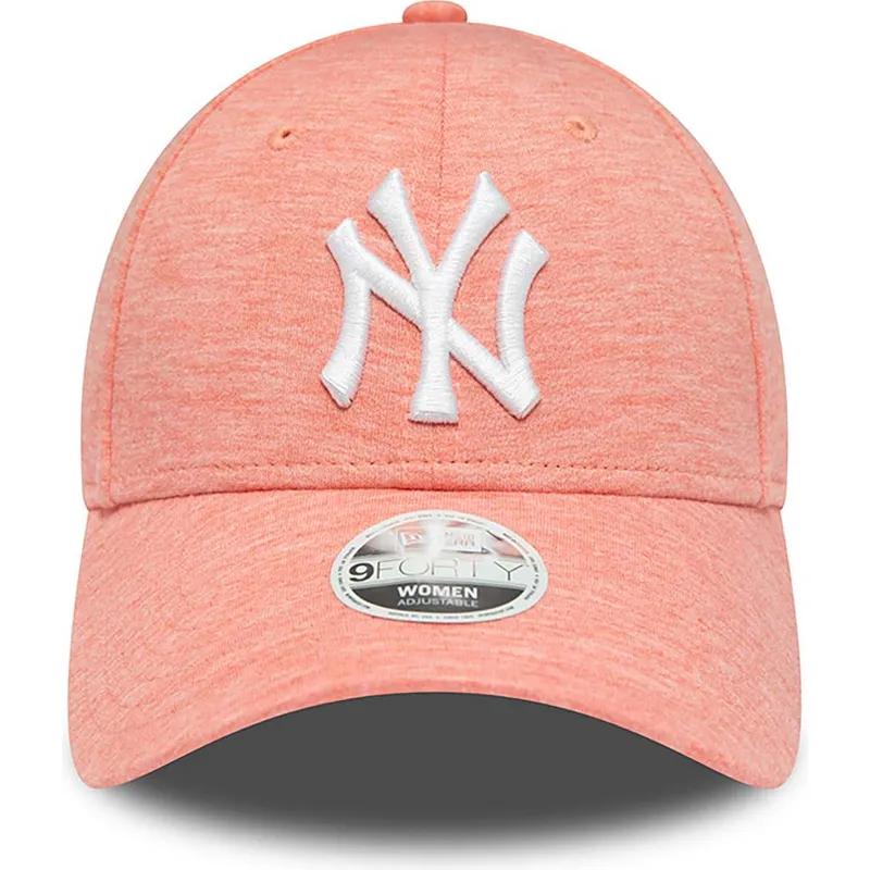 justerbar-lyserod-curved-kasket-til-kvinder-9forty-jersey-fra-new-york-yankees-mlb-fra-new-era
