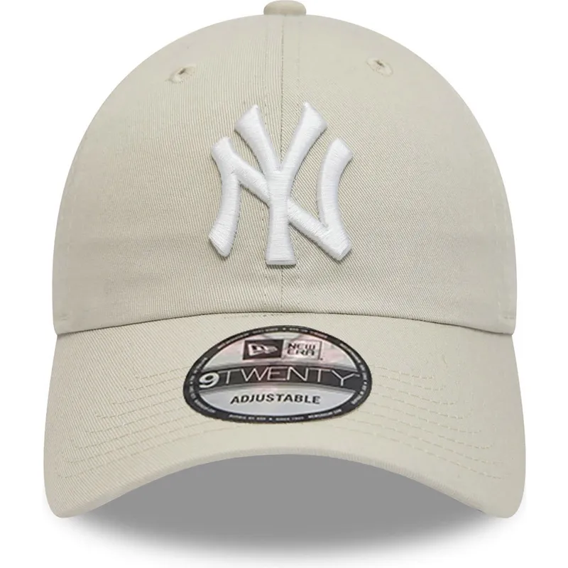 buet-beige-justerbar-kasket-9twenty-league-essential-fra-new-york-yankees-mlb-fra-new-era