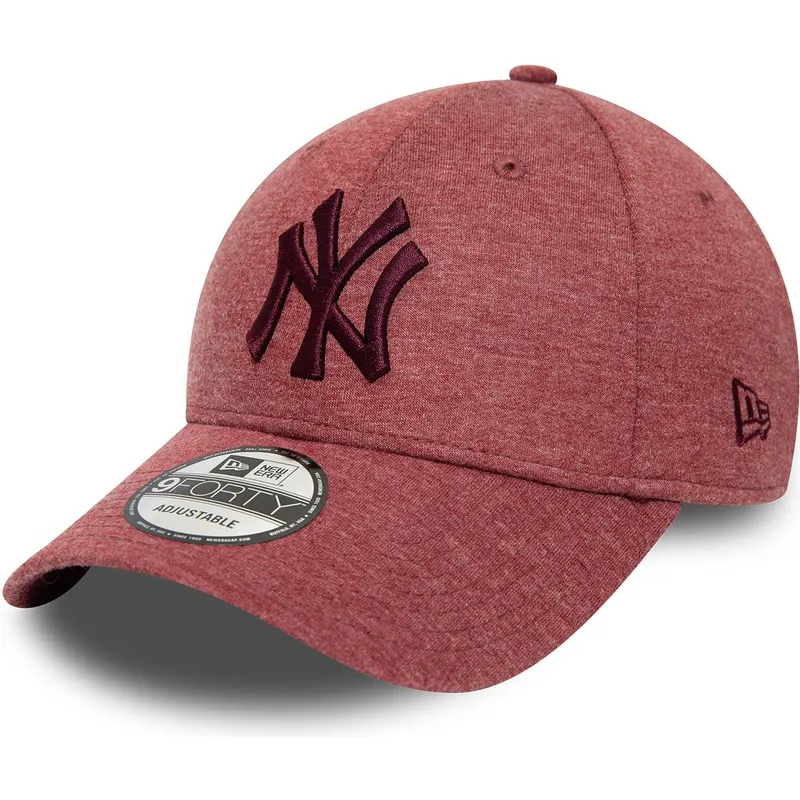 kasketter-buet-rod-justerbar-rem-granate-granate-9forty-jersey-essential-fra-new-york-yankees-mlb-af-new-era